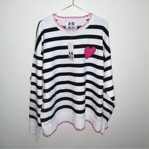 XO‎ KR Women's Striped Sweater with Pink Heart patchwork medium valentines